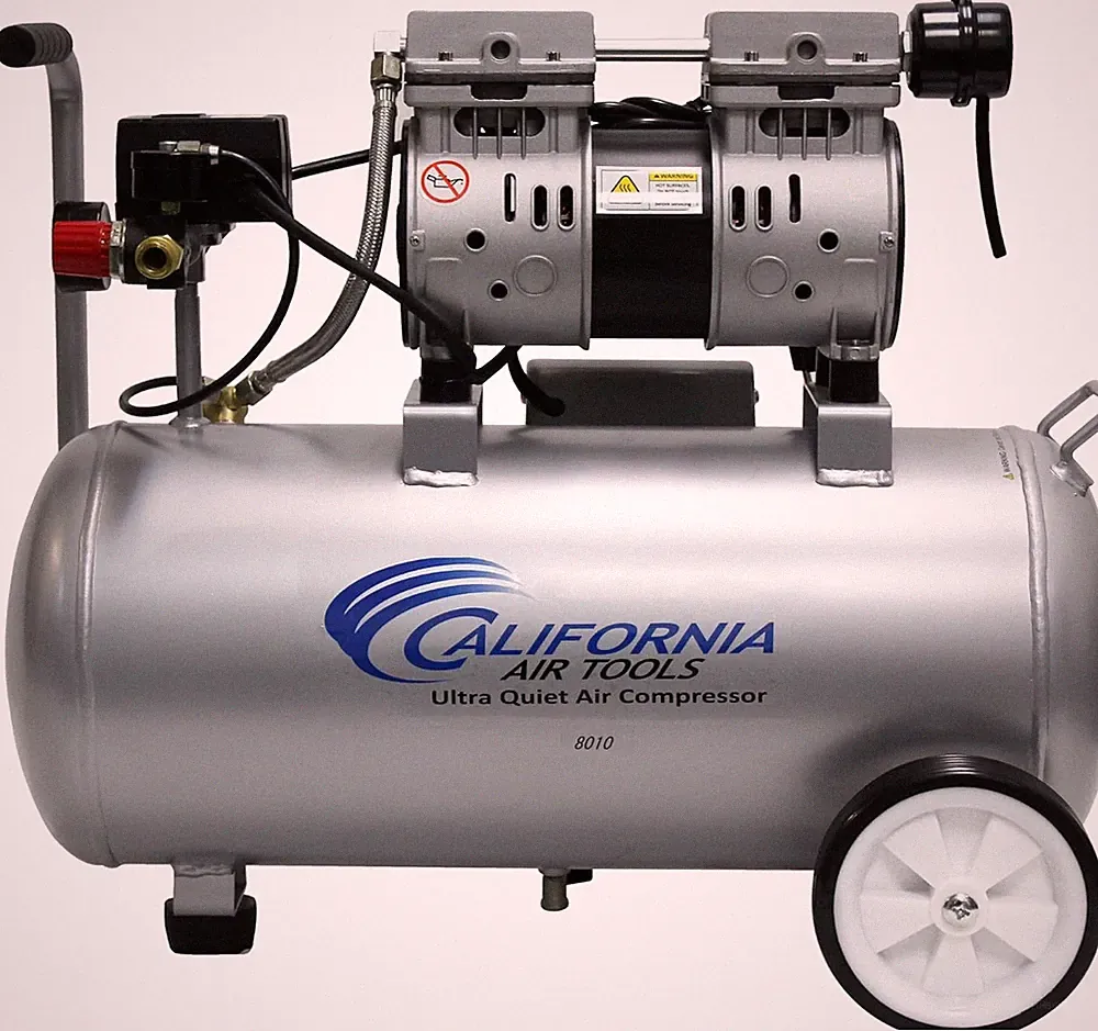 8010 1.0 HP Ultra Quiet and Oil-Free Air Compressor, 8 Gallon Steel Tank, Lightw
