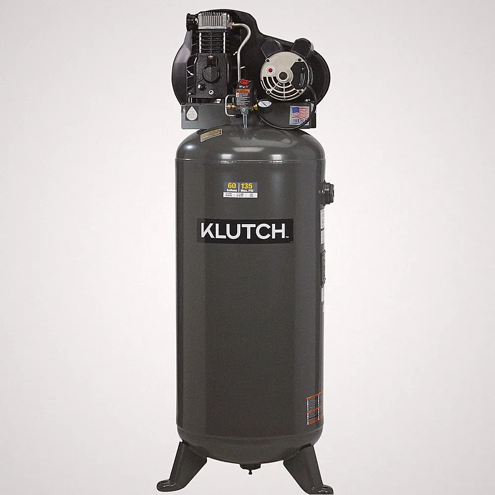 Klutch 60-Gallon Single-Stage Vertical Air Compressor, 3.7 HP, 230 Volts