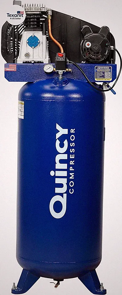 Quincy Single-Stage Air Compressor - 3.5 HP, 220 Volt, 60-Gallon Vertical Tank