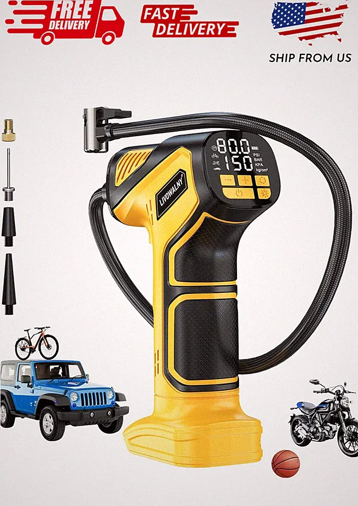 Tire Inflator Portable Air Compressor Compatible With Dewalt 20V Battery, LIVOWA
